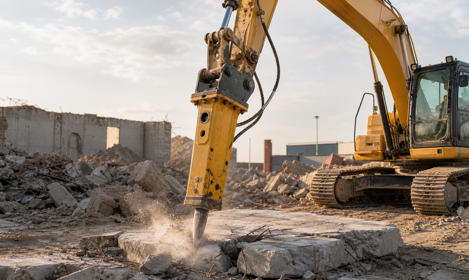 Concrete Demolition application for MTB Series Hydraulic Breaker