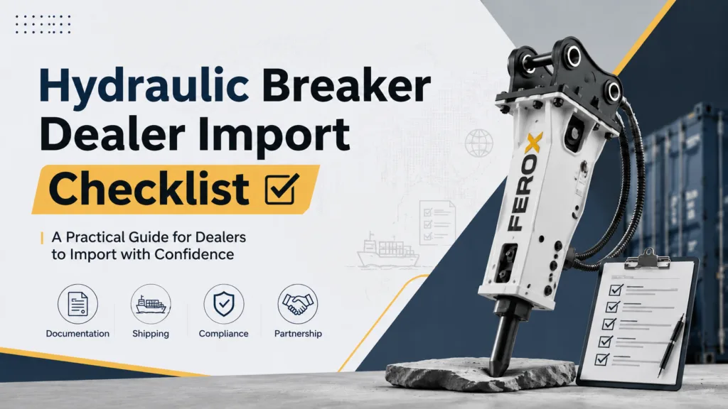 Hydraulic breaker dealer import checklist guide for excavator attachment buyers with FEROX hydraulic rock breaker