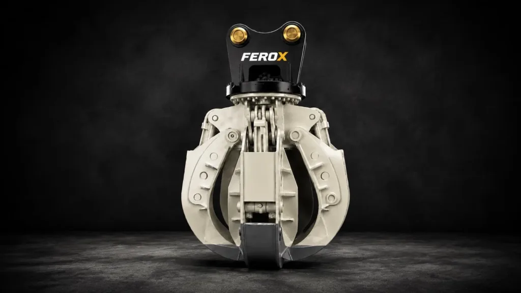 FEROX hydraulic orange peel grab for scrap and waste handling