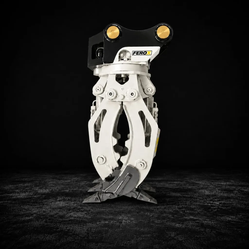 FEROX rotary hydraulic grab for excavator log and material handling