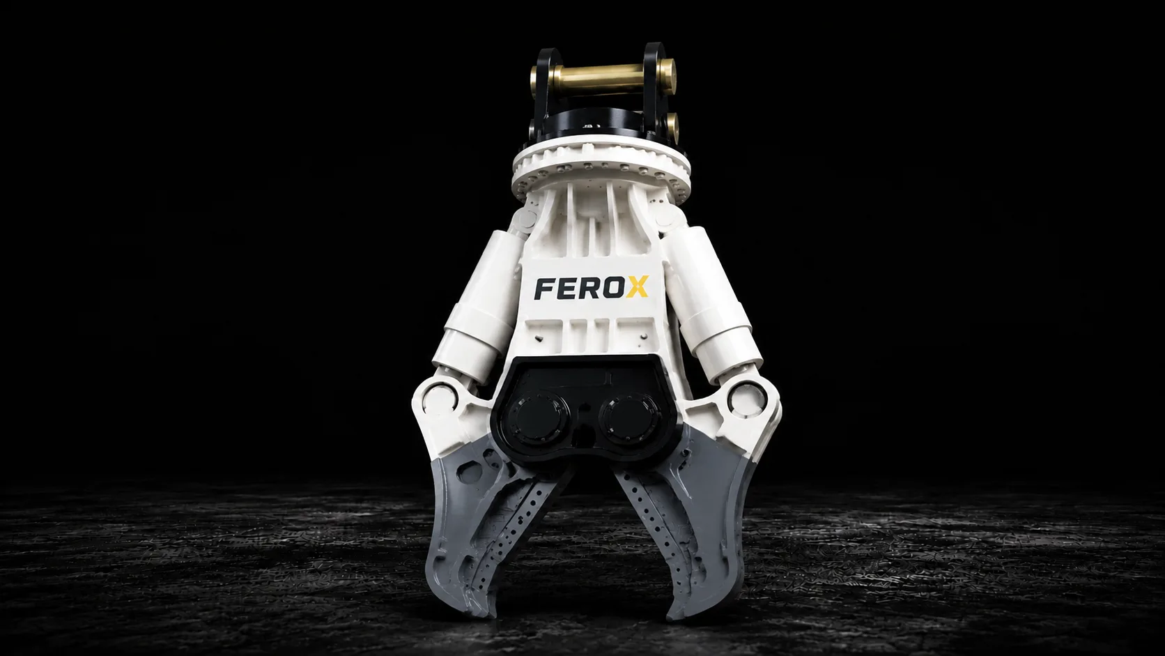 FEROX double cylinder hydraulic shear attachment for excavators with powerful cutting force for demolition and scrap metal recycling
